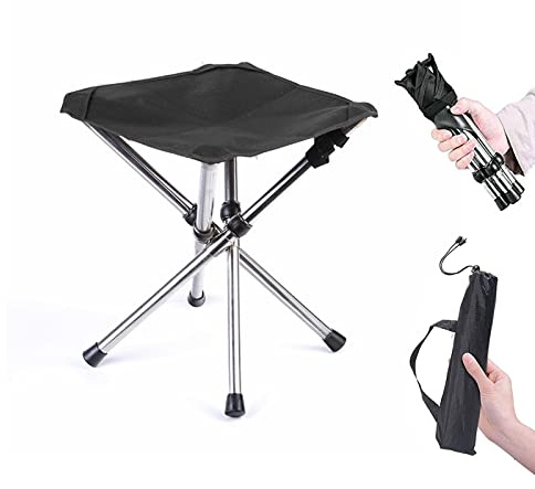Asiento de camping portátil, taburete plegable de camping, plegable taburetes, mini silla plegable portátil, silla de camping de aluminio, para viajes, senderismo, pesca, barbacoa (grande)