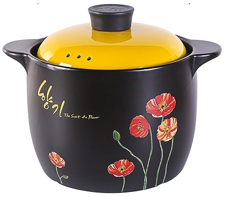 GFHVDC Ceramic Clay Pot for Cooking with Lid Chinese Stew Hot Pot, Earthenware Pot For Cooking Rice, Noodle and Porridge Milk Soup, Casserole Nonstick Cookware for Home Restaurant,4.5l