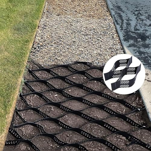 Rejilla de grava de 5 cm de grosor para estabilización de entradas y estabilización del suelo, rejilla geográfica plegable y expandible para zonas de arcilla húmeda, patios, estacionamientos y