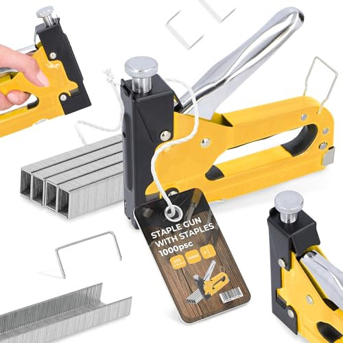 Handtacker Tacker Polstertacker 4-14 mm Hefter Nagler Handnagler Klammergerät Klammerentferner für Dekoration Möbel Tackerpistole mit 1000x Klammern 6 mm 53A Nägel