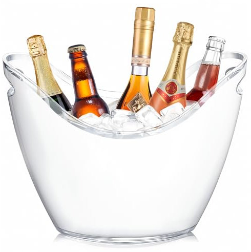 cailion 8L Secchio di Ghiaccio dello Champagne, Portaghiaccio Secchiello per Il Ghiaccio Grande, Scchiello Giaccio Vino, Secchio per Il Ghiaccio in Acrilico(white001)