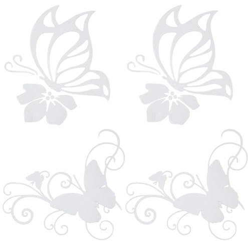GORGECRAFT 4 ark 2 stilar bildekal PET vattentät klistermärke utomhus stötfångare kvinnor bilklistermärken vit fjäril hibiskusblommor Hawaiian reflekterande dekaler för bil lastbil SUV väggfönster