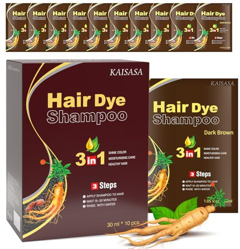 Shampoo Colorante, Black Hair Dye Shampoo 3 in 1, Capelli Istantaneo, Hair Color Colorante Nero per Donna Uomo (Marrone scuro)