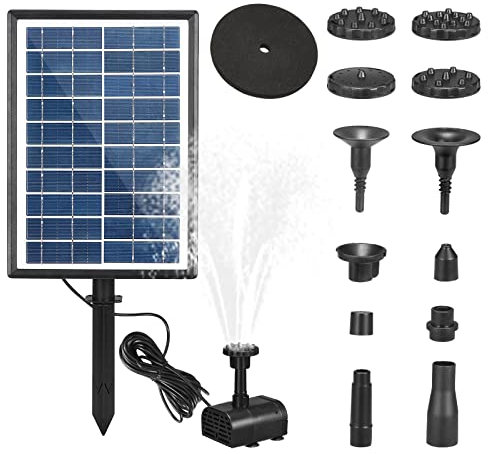 Solar Fountain Pump, Solar Powered Water Fountain Kit with 12 Nozzles, Garden Floating Water Feature Pond Pump for Bird Bath, Pool, Patio, Water Cycling, Fish Tank Aquarium Outdoor Decoration (7W)