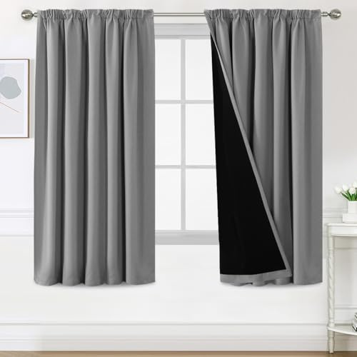 BellaHills 100% Tende Oscuranti per Interni 2 Pezzi 140L x 175A cm, Tende Camera da Letto Curtains Termica Isolante per Salotto Eleganti Moderne Tenda Fonoassorbente, Grigio