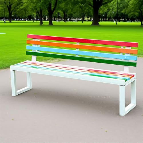 Poxvythb Panchine da Esterno per Patio, Panca con schienale, Panchina da Giardino e da Parco, panchine da Veranda, Di Metallo,per Esterni(Dimensioni: 120x40x80cm)