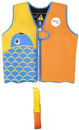 BEEWAY Swim Vest - Swim Jacket for Kids (6-8yrs) / Buoyancy Aid for Swimming with Removeable Floats and Safety Strap & Buckle