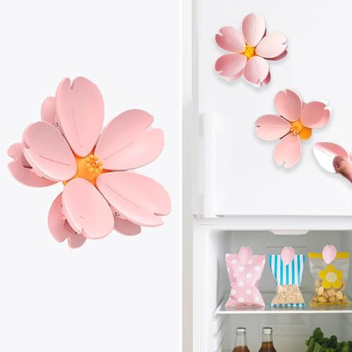 Clip Frigorifero Magnetiche a Forma di Fiore – Calamite Decorative per Cucina – Clip Chiudi Sacchetti per Snack, Pane e Cibo per Animali – Mollette Riutilizzabili Chiusura Alimenti e Decorazione Casa