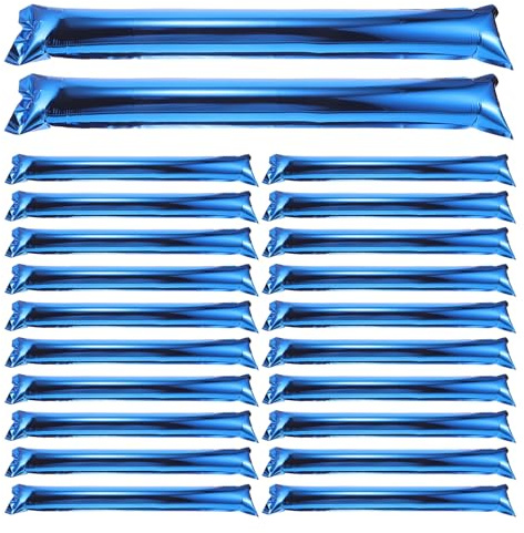Alasum 32 Pcs Inflatable Blue Cheering Sticks with Aluminum Film, Reusable Noise Makers for Sports Events, Team Spirit Boom Sticks for School Competitions and International Tournaments