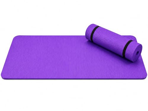 HH Home Hut Non-Slip Yoga Mat - Premium Gym Fitness Exercise Mat for Yoga, Pilates and Workout - Durable Foam Equipment Floor Mat with Carry Strap - (PURLE 15MM THICK)