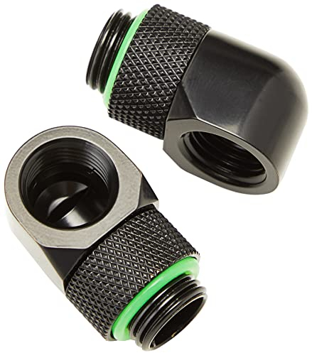 Corsair Hydro X Serie, Adattatore Rotary 45° Confezione Doppia (Filettature BSPP G1/4” Standard, Meccanismo di Rotazione a Tenuta, Finitura Alta Qualità, Ottimizzato per Portate Elevate) Nero