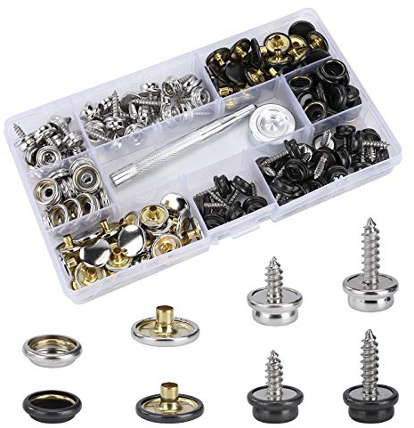 Marine Canvas Snap Fastener Kit, Druckknöpfe Set, Handwerker Metall Muttern und Bolzen Set, Boot Schrauben 3/8 Zoll und 5/8 Zoll Stecknuss für Bootsabdeckung Möbel Leinwand (50 Sätze)