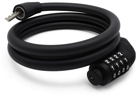 TIJAR Combination Bike Lock Cable, Heavy-Duty 4-Digit Resettable Code Lock | Anti-Theft Security with Alloy Core & Scratch-Proof Soft Plastic Cover | Water Proof Coating, Ideal for Bicycles & Gates