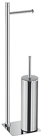 GEDY G-Seul Colonna Bagno Porta Rotolo + scopino Bagno, Cromo con Finitura cromata, Misure 62,8 x 14 x 14 cm, Set per WC in Acciaio Inox e Cromall®, Brugola da 4mm Inclusa