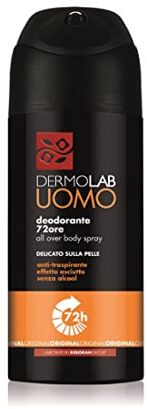 Dermolab Män - 72H All Over Body Original Deodorant, Eliminerar Lukt och Hjälper till att kontrollera svettning, ger långvarig friskhet, Alkoholfri, 150 ml