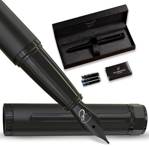 Ellington Pens Luxury Fountain Pen Set- Fountain Pens for Writing - Smooth Nib - Includes Refillable Ink Converter, 3 Ink Cartridges [2 Black & 1 Blue], Gift Box - Elegant Calligraphy