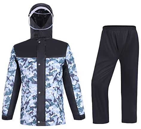 7VSTOHS Hombres Impermeable Unisexo Impermeable Motocicleta Ciclismo Chaquetas con Capucha A Prueba de Viento Ropa Impermeable