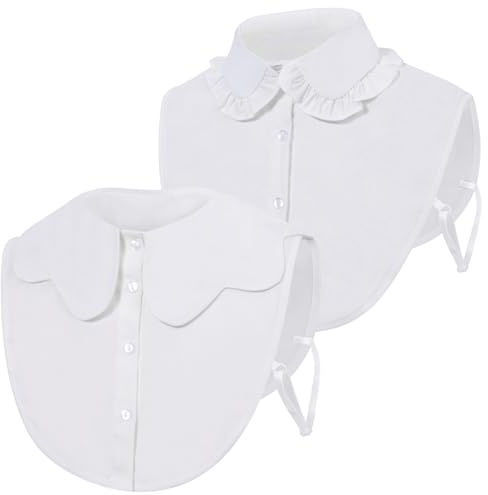 XEPST 2-Piece Womens Detachable Collar Blouse Tops - Half Shirts, Peter Pan Collars for Women & Girls