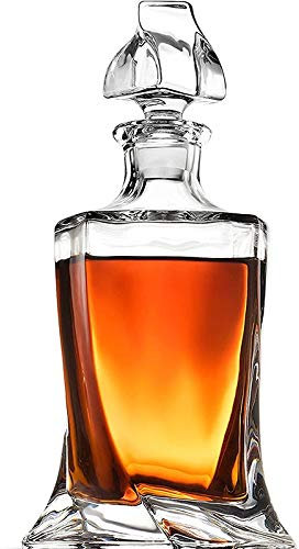 Carafe à whisky en verre de cristal Liqueur de whisky sans plomb pour alcool Bourbon Scotch 800 ml / 27,05 oz Transparent Classique