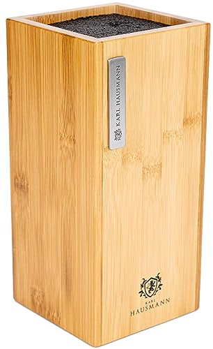 KARL HAUSMANN Bambus Messerblock ohne Messer mit Borsteneinsatz - 23 x 10,8 x 10,8 cm - universal Messer Block Holz - Klein Messer Halter - Kitchen Knife Holder - Messerblöcke - Messerständer