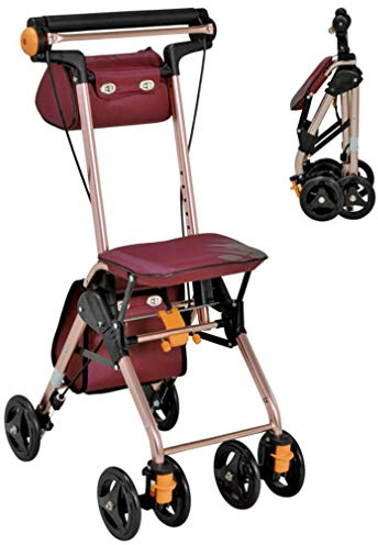Déambulateur,Déambulateur, déambulateur portable avec siège, aide à la course, chariot à mobilité avec sac, poussette de courses, rouleau léger pliable, 4 roues, double système de freinage