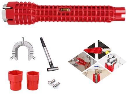 HIOQFR Llave de Tubo para Grifo Fregadero 8 en 1 Llave Apretar Grifo Cocina Fontaneria Herramienta para Instalación de Grifo Llave Multifuncional de Grifo Fregadero Llaves para Lavabo de Baño