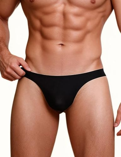 ohyeahlady Seta di Ghiaccio Mini Slip Uomo Taglie Forti Micro Tanga Senza Cuciture Vita Bassa Micro Perizoma G-String Bikili Morbido Traspirante Briefs T-Back Lingerie Curvy Underwear