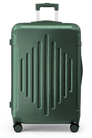 LEADZM Großer Koffer, Hartschalen-Koffer Trolley, Reisekoffer mit 360° Spinner-Rollen, Zahlenschloss & verstärkten Ecken, Hauptgepäck (Dunkelgrün, XL, 75CM)