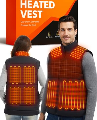 AMZYXH Heated Vest for Men and Women, 16000mAh Rechargeable Heated Jacket Waterproof for Winter Outdoor Work Hunting Camping Hiking Skiing, Gifts for Christmas, Washable
