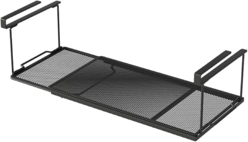 SVUPUE Organizador de armario de cocina negro, estante inferior, cesta colgante, estante inferior ajustable, de metal, 38 – 70 cm, para almacenamiento en cocina, dormitorio y oficina