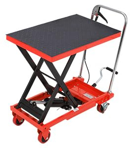 Hydraulic Lift Table Cart, 45kg Net Weight, 500Lbs Capacity 28.5 Lifting Height, Manual Single Scissor Lift Table with Locking Wheels and Non-Slip Pad, Hydraulic Scissor Cart for Material Handling