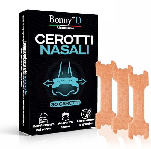 Bonny*D Cerotti Nasali 66x19mm, 30 Cerotti Naso Traspiranti, Resistenti