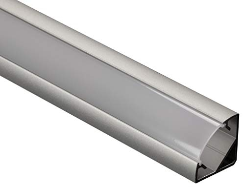 Gedotec Winkelprofil Aluminium-Profile LED Eckprofil 2500 mm Profilleisten für LED-Streifen | Licht-Schiene Alu silber matt | Streuscheibe milchig transparent | 1 Stück - LED-Profile mit Endkappen