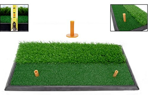 LL-Golf® Golf 2 in 1 Abschlagmatte 60x30 cm mit Rough + Fairway inklusive Gummi Tee/Training Übung Matte/Massive Übungsmatte zum Trainieren des Golfschwung im Garten oder Garage