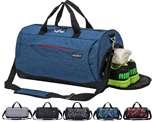 Sports Gym Bag with Shoes Compartment and Wet Pocket, Travel Duffle Bag for Men and Women (Diamond-Blue)