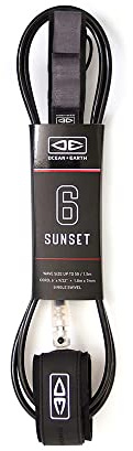 Ocean & Earth 6ft Sunset Surfboard Leash - Black