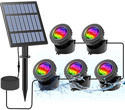 CORESLUX Solar Powered Pond Lights, Waterproof IP68 Submersible Lights with LED Color Changing Spot Light for Aquarium Tank Garden Pool Fountain Waterfall.
