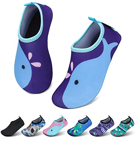 SAGUARO Chaussures d'eau pour Enfants Garçons et Filles Chaussettes Antidérapantes à Séchage Rapide Chaussures de Sport Aquatique pour Enfants Dauphins Bleus 24/25 EU