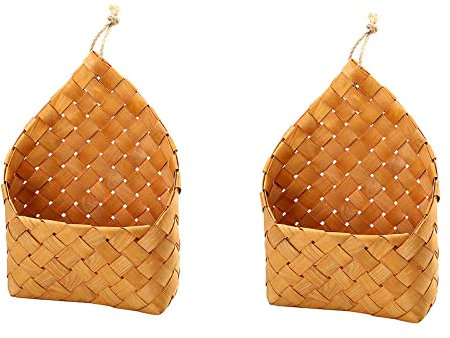 CVPDI Juego de 2 cestas de mimbre pequeñas para colgar en la pared, para decoración del hogar, macetas