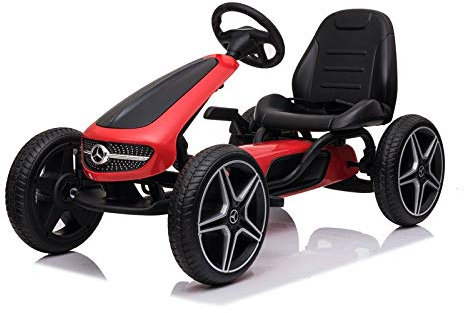 FINOOS Mercedes Go Kart - Lizenziert - Kinder Pedal Auto - Tretauto - Cart - Kettenantrieb - Eva-Reifen (Rot)