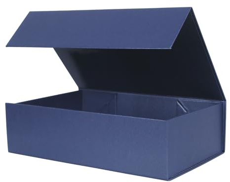 Aimyoo Boîte cadeau rectangulaire pliable moyenne, fermeture magnétique, pour mariage, demoiselles/garçons d'honneur, remise de diplômes, anniversaires, 27 x 18 x 8 cm, bleu marine