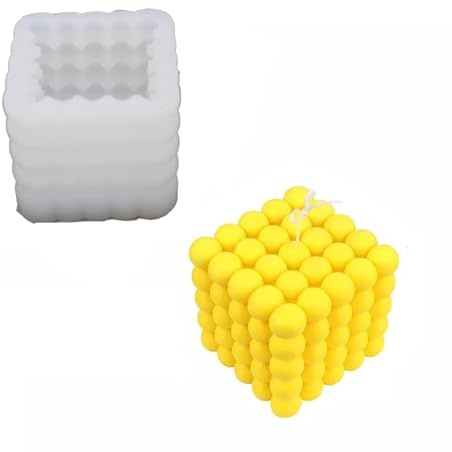 INF Stampo per candele, Stampo in silicone per candele 3D per colata, Candela in resina con sfere a cubo di bolle, per ornamenti artigianali, Stampo in resina per sapone fatto a mano