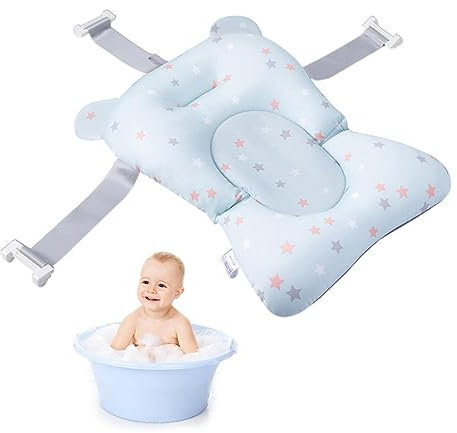 Cojín de baño para bebé, antideslizante, para recién nacidos, con hebillas y 3 cinturones de seguridad