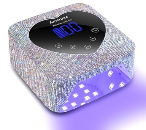 Ayshone Cordless UV LED Nail Lamp,72W Rechargeable Nail Dryer Gel Polish Light with Large LCD Display,Rechargeable Nail Curing Lamp for Salon & Home (AB Diamond)
