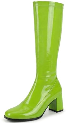 AYZAL Women’s Ladies Fancy Dress 1960'S 70'S Knee high Go Go Boots Retro Block Heel Girls boots