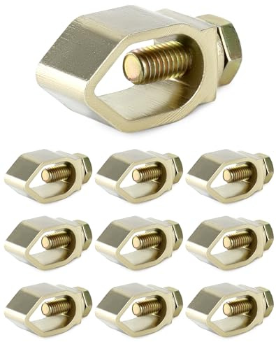 QWORK Direct Burial Ground Rod Clamp, 10 Pack 5/8 Diameter Copper Mechanical Connectors
