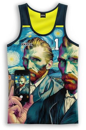 Footex Canotta Beach Volley Van Gogh Ironic Pop Art Sublimatica Leggera Traspirante (XL)