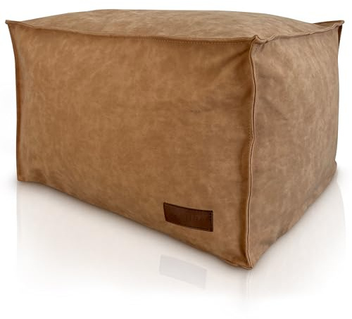 Aiire Sillón Puff con Relleno Incluido - Puf Salon, Dormitorio y Habitación Juvenil Moderno - Funda en Polipiel Premium Desenfundable y Lavable - Puff Reposapiés Rectangular [50x40x30]