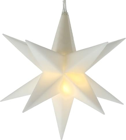 Leuchtstern 3D 12 Zacken zum Aufhängen | Ø8cm Timerfunktion 3m Zuleitung | Weihnachtsstern Weihnachtsbleuchtung (Stern weiß Ø 8cm)