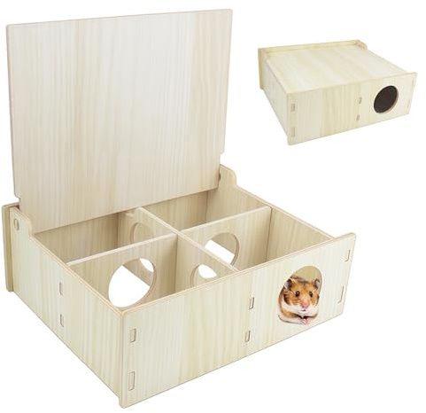 YankMooM Wooden Hamster House,Washable Hamster Hideout Cage Hamster Hideaway for Small Pet